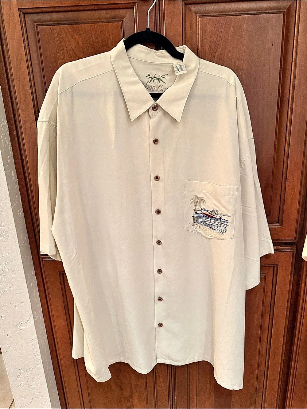 Bamboo Cay Catch of the Day Embroidered Camp Shirt Camp Shirt Cream XL
